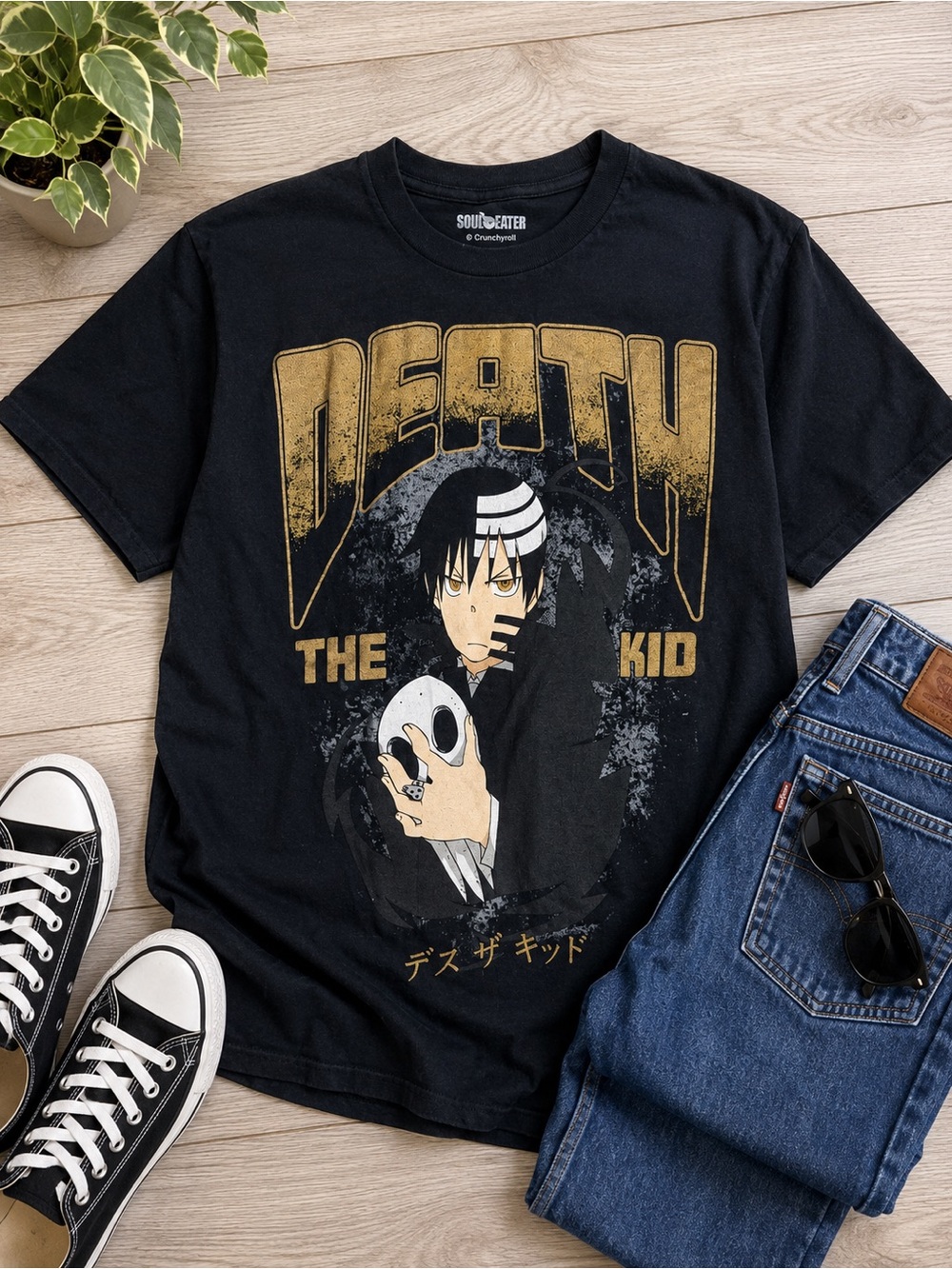 Soul Eater Death the Kid Anime Graphic T-Shirt Black Size Large Crunchyroll